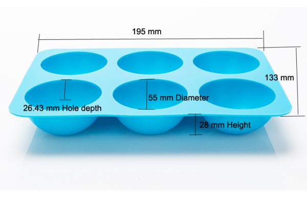 Silicone Mould | 6 Large Half Spheres Silicone Mould - 13.3cm x 19.5cm