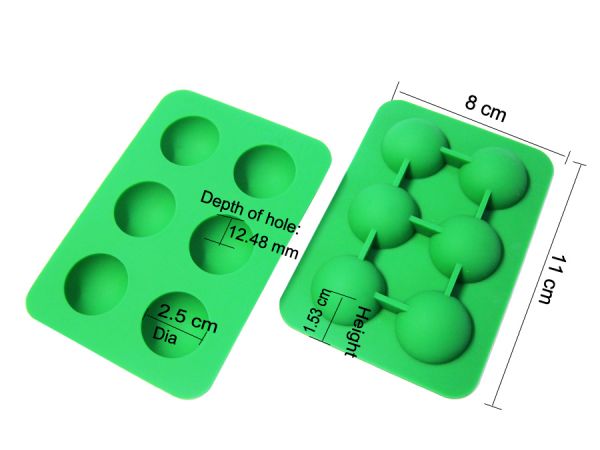 Silicone Mould | 6 Small Half Spheres Silicone Mould - 8cm x 11cm
